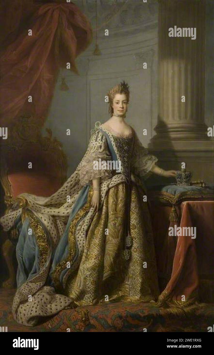 Allan Ramsay (1713–1784) – Charlotte Sophia von Mecklenburg Strelitz (1744–1818), Königin Gemahlin von Georg III. – PCF9 – Rathaus. Stockfoto