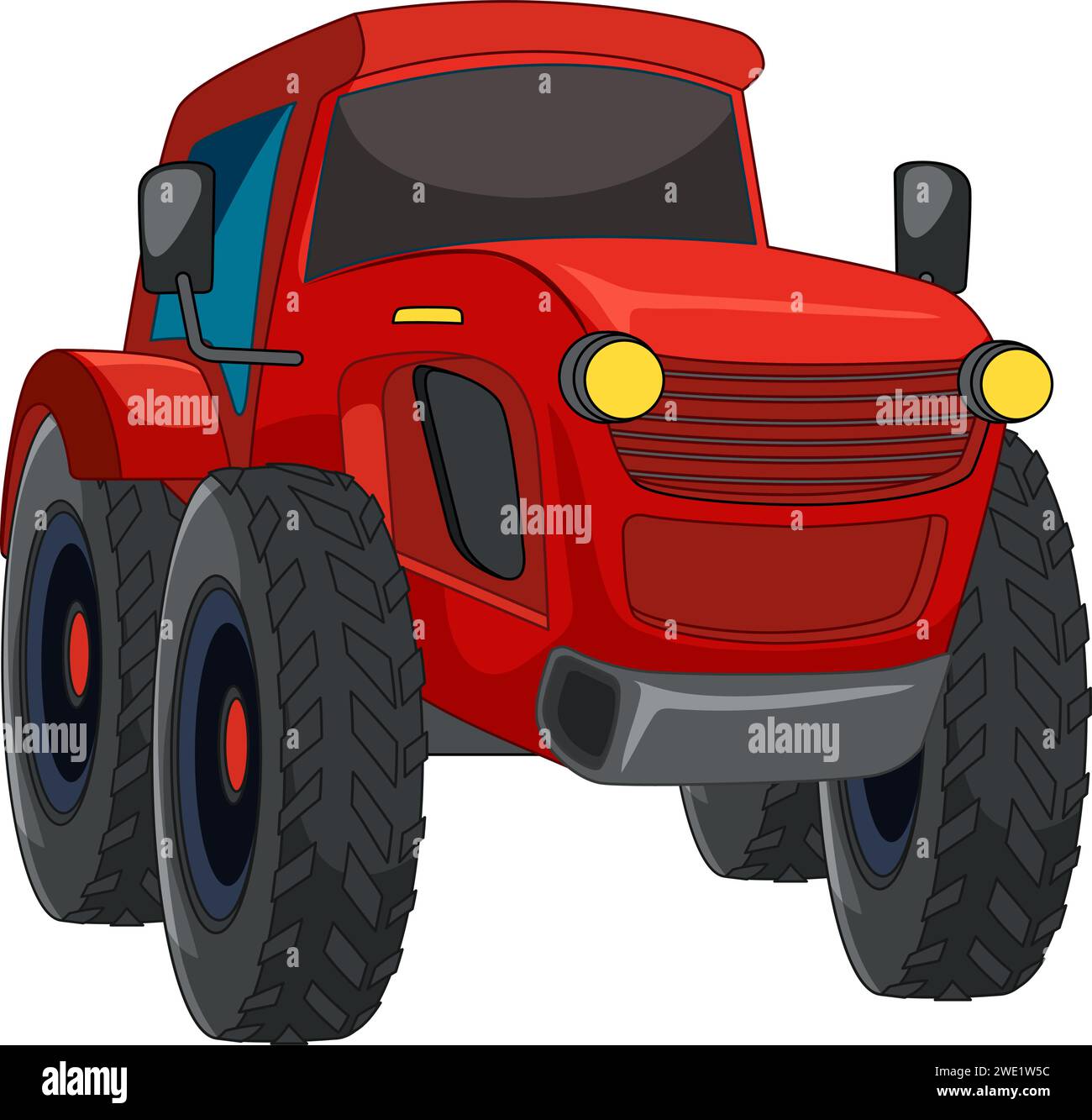 Vektorgrafik eines roten landwirtschaftlichen Traktors Stock Vektor