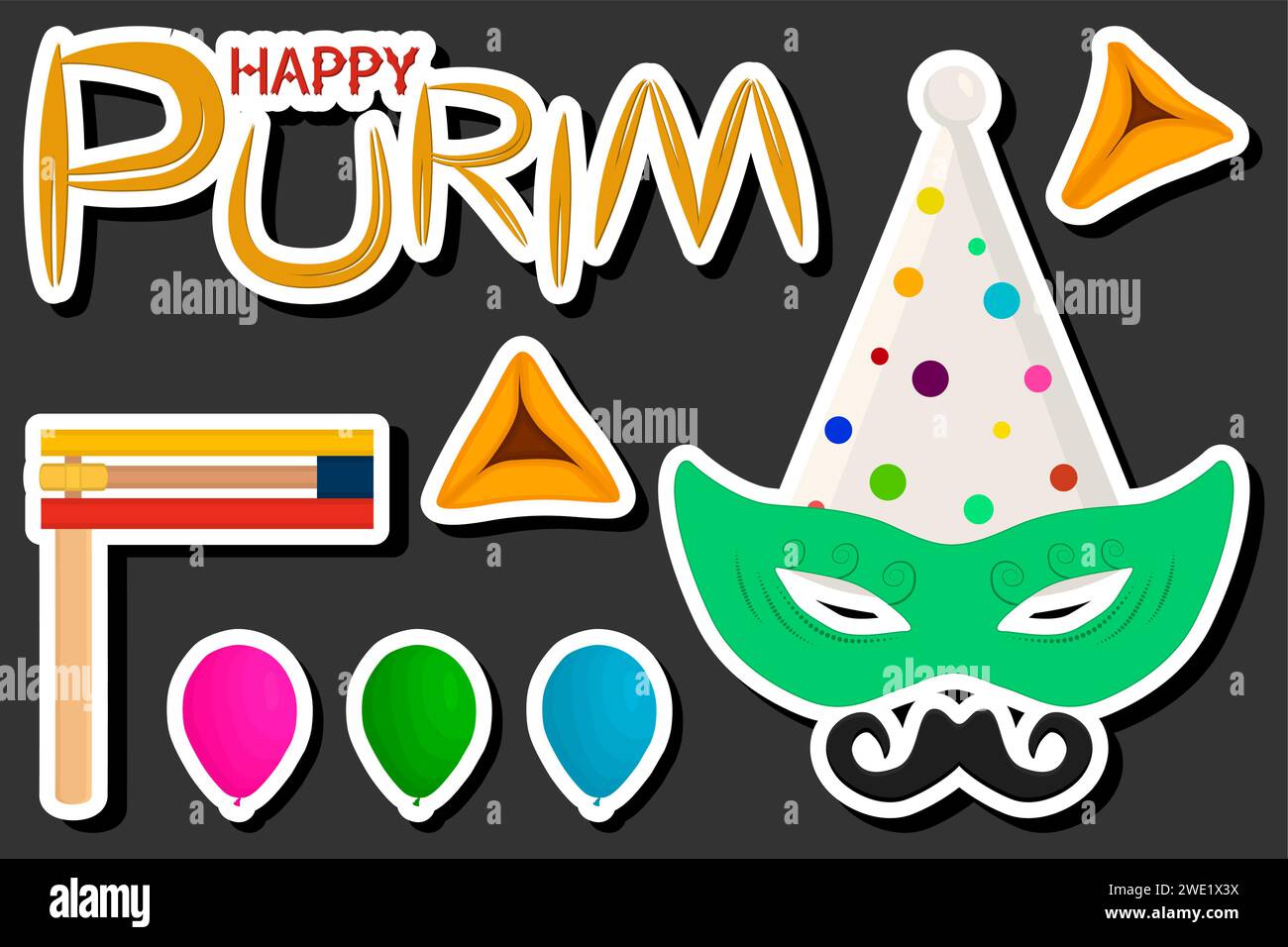 Schöne Farbillustration zum Thema des Feierns des jährlichen Feiertags Purim Stock Vektor
