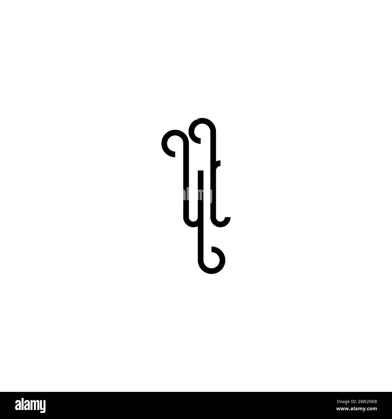 UL Simple Curved Concept Initial Logo Design schwarz-weißer Hintergrund Stock Vektor