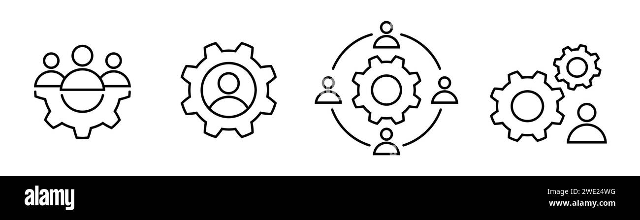 Symbol für Prozesslinie setzt Teamwork und Brainstorming-Zeichen Stock Vektor