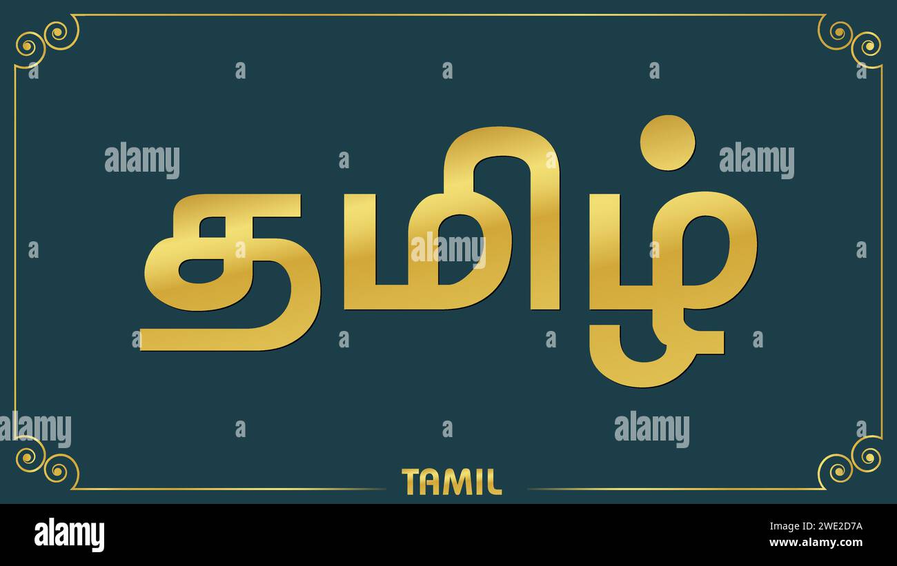 Tamil mit goldener traditioneller Grenze Stock Vektor