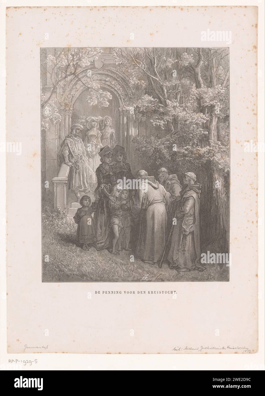 Kinder spenden Geld an Mönche, Adolphe Gusman, nach Gustave Doré, 1879 drucken Amsterdam Papiermönche, Mönche. Militante Missionierung: Religiöser Krieg, Kreuzzug usw. Almosen geben; Sammlung Stockfoto