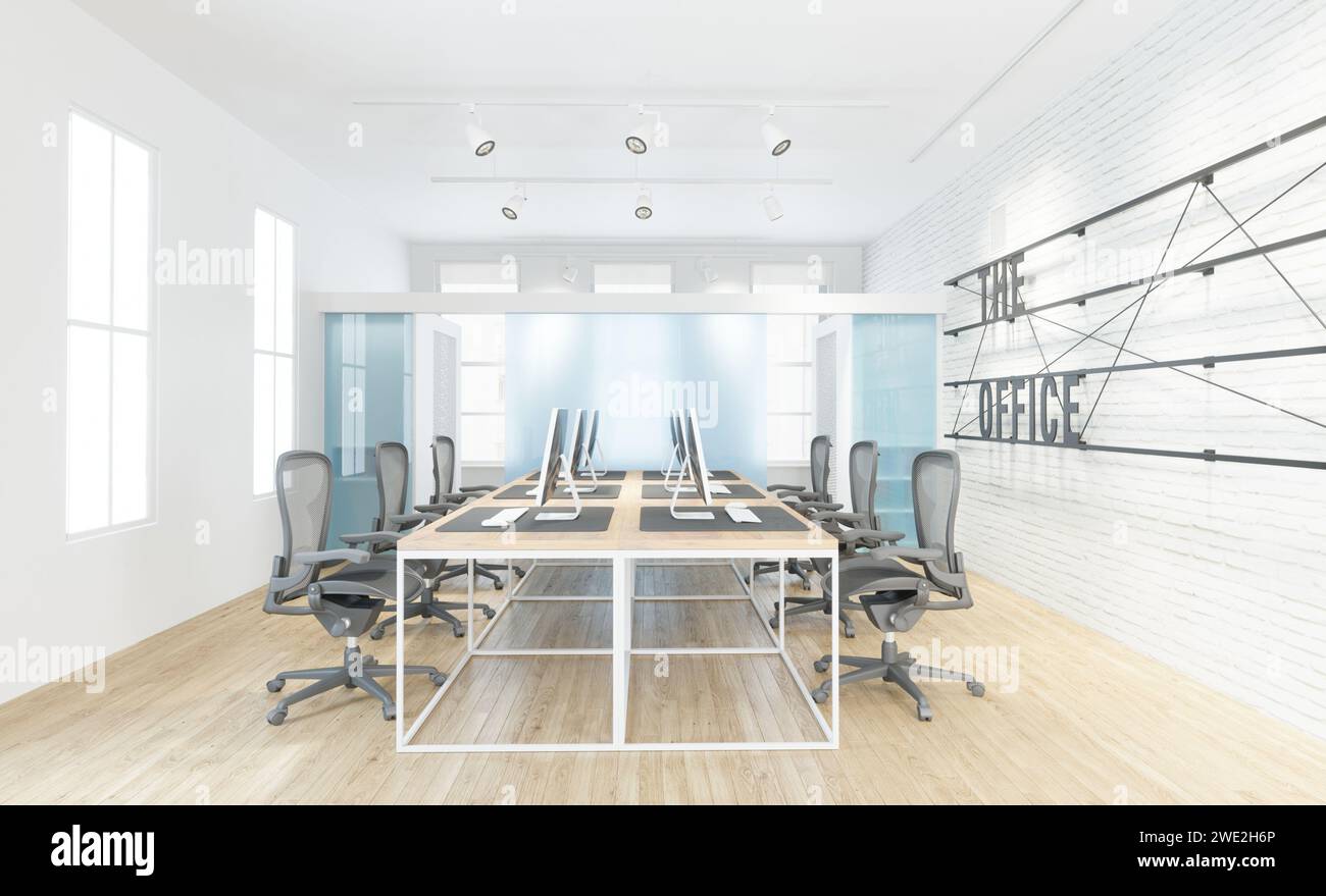 Moderne Büroeinrichtung 3D Stockfoto