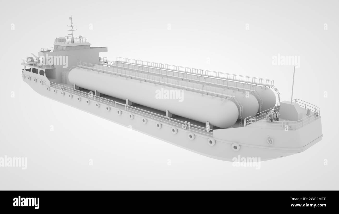 3D-Illustration eines LPG-Trägers oder Tankers! Sehr hohe Abmessungen! Stockfoto