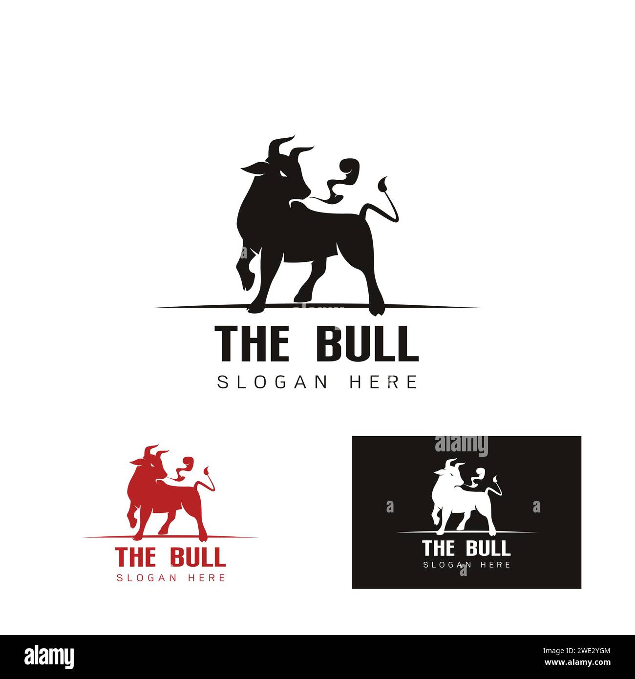Elegantes Bild der Bull-Logo-Vorlage, Bullkuh, Logo-Design-Konzept auf einer weißen und schwarzen Hintergrund-Vektor-Illustration Stock Vektor