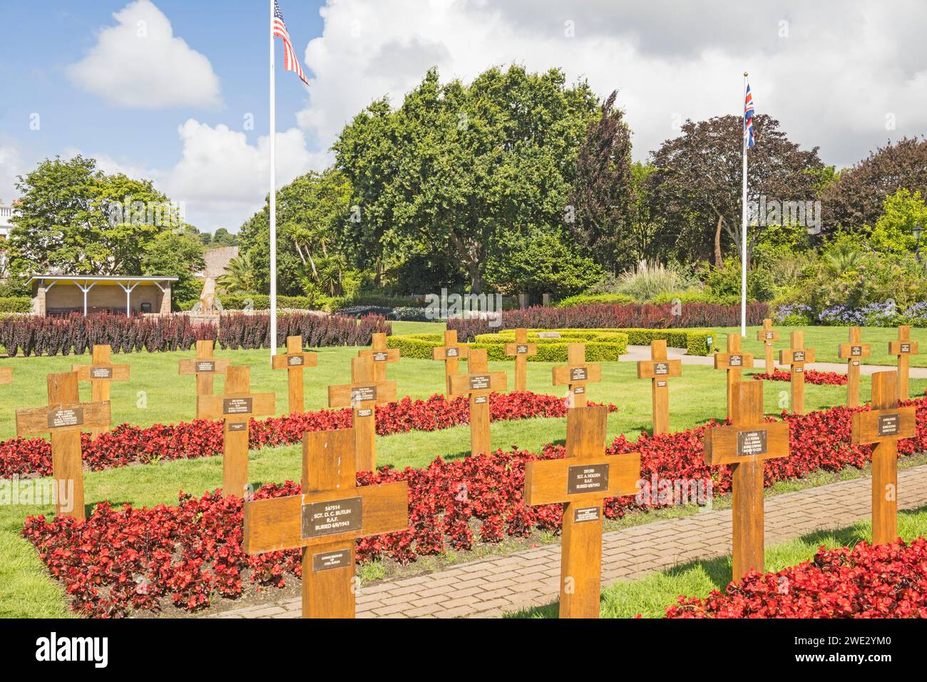 Kriegsgräber aus dem Zweiten Weltkrieg, Howard Davis Park, St Helier, Jersey, Kanalinseln Stockfoto