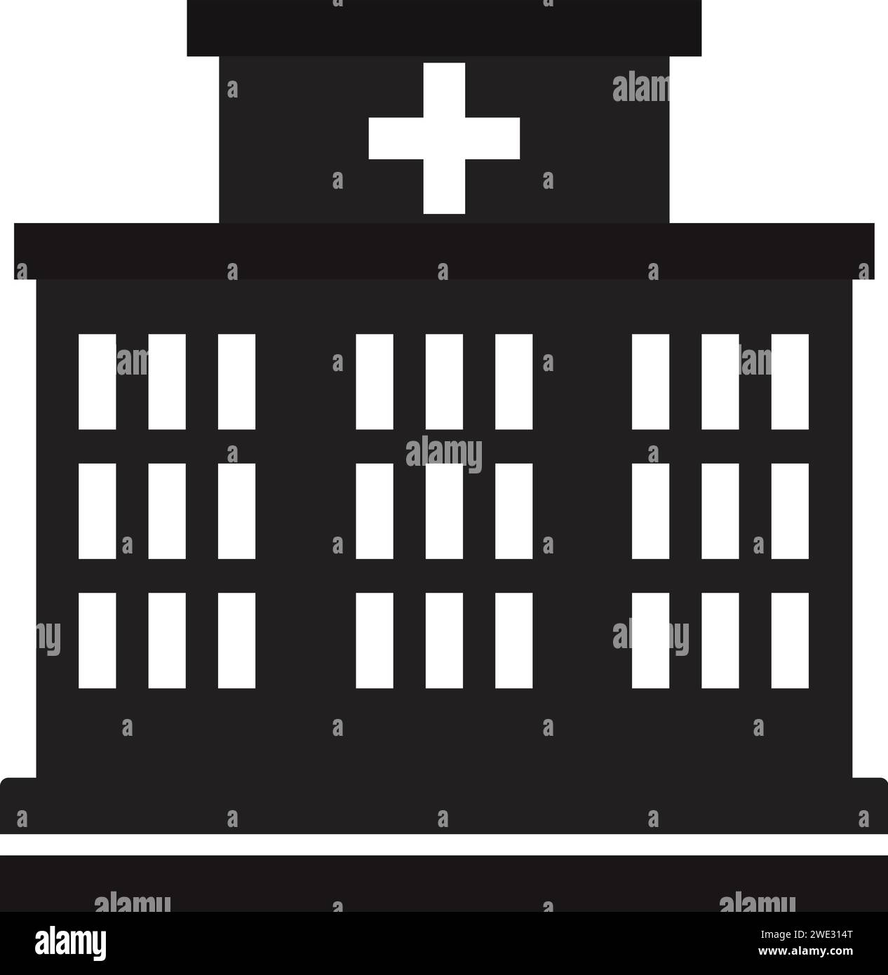 Krankenhaus-Symbol, Krankenhaus-Gebäude-Symbol, Krankenhaus-Gebäude-Symbol Stock Vektor