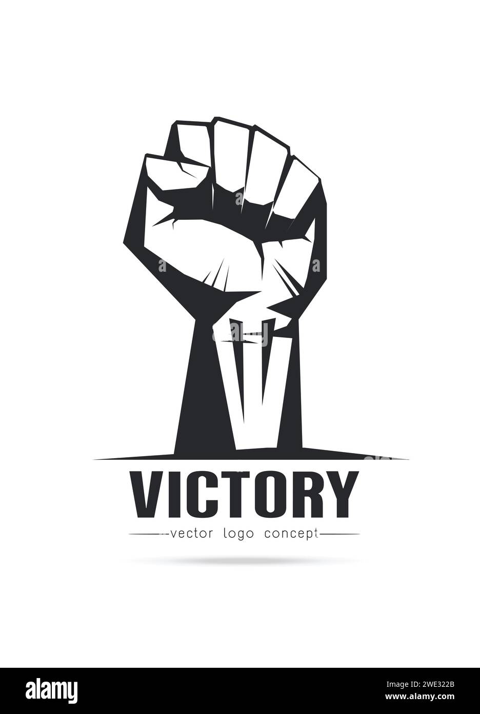 Das stilisierte Bild der Fist Victory Logo-Vorlage für Cover, Logo, Poster, Einladungen auf weißem Hintergrund Vektor-Illustration Stock Vektor