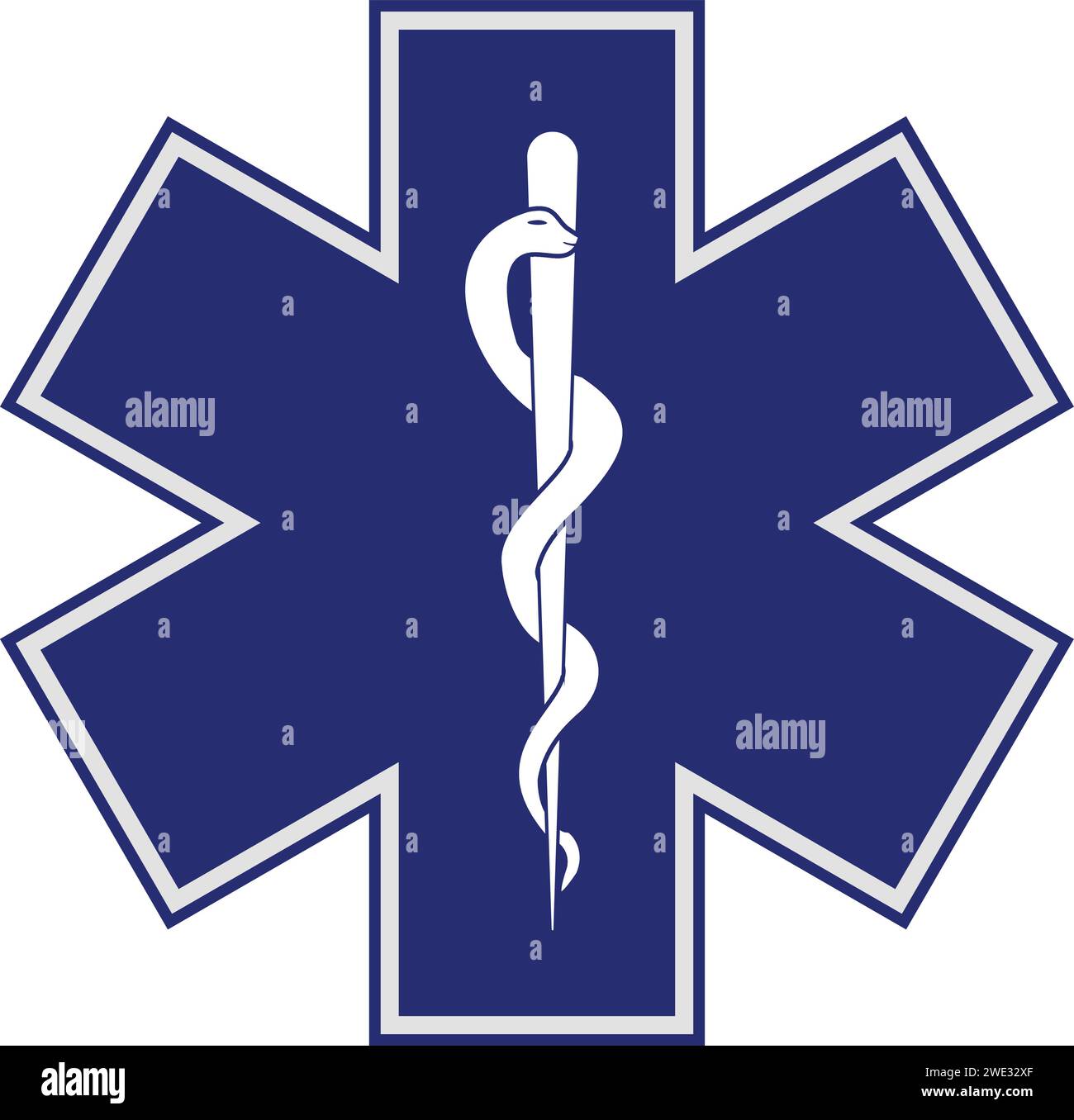 Stern des Lebens medizinisches Logo, Krankenwagen-Logo, Apotheke Zeichen, medizinisches Zeichen, medizinisches Symbol, Star of Life Blue Stock Vektor