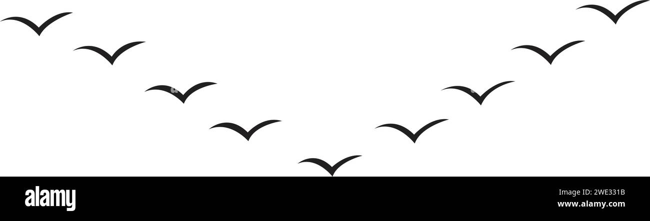 Fliegendes Vogelzeichen, fliegende Vögel, Herde fliegende Vögel Stock Vektor