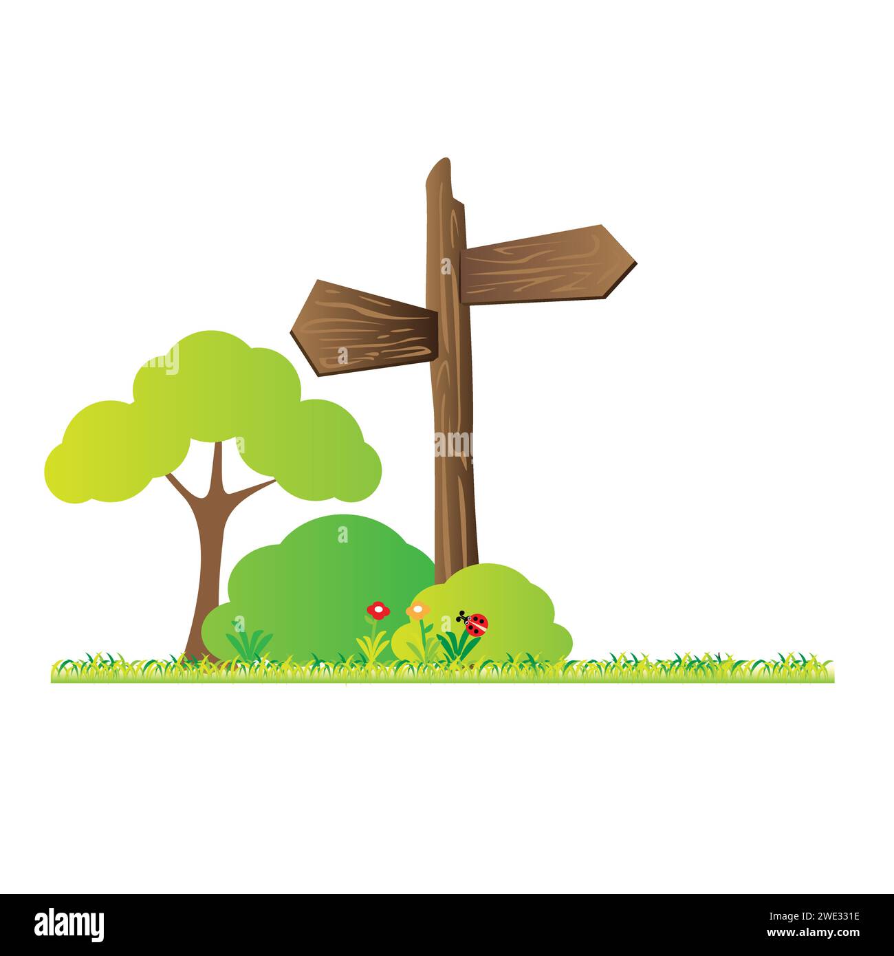 Schöner hölzerner Zeiger mit Blumen Vektor-Illustration Stock Vektor