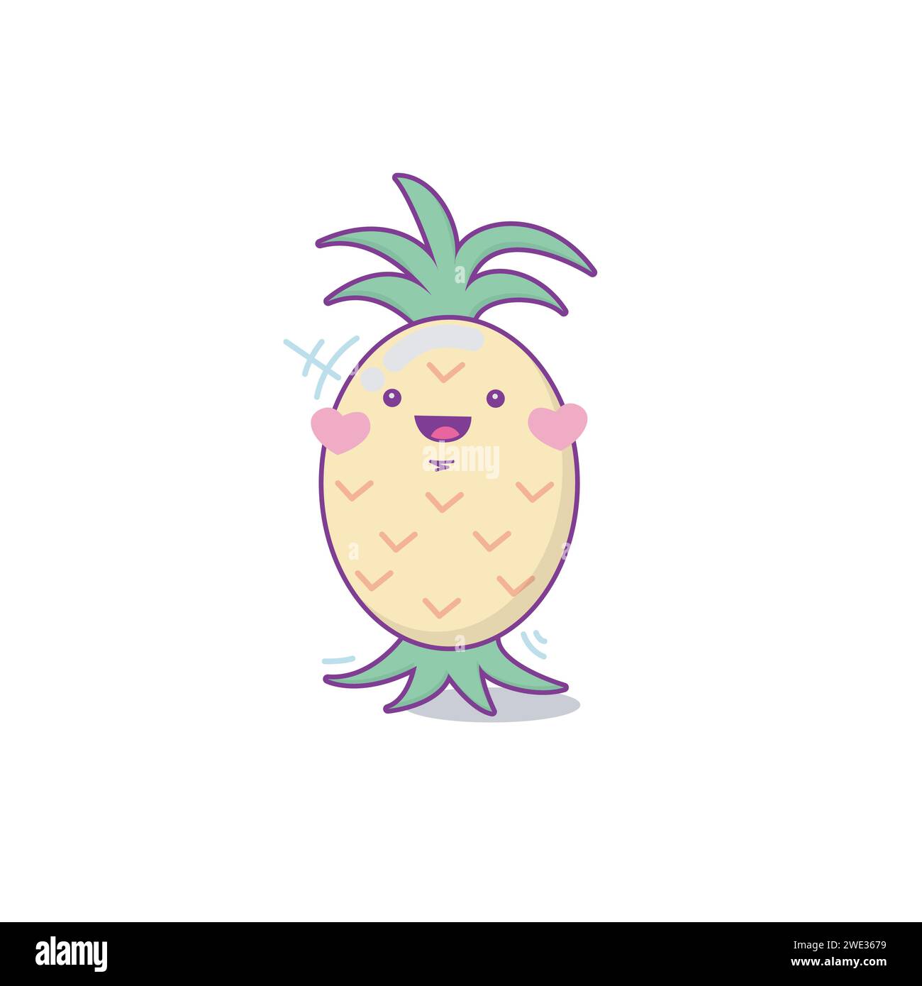 Niedlicher, lustiger Ananasfrucht-Charakter. Vektor Hand gezeichnet Cartoon Kawaii Charakter Illustration Icon. Isoliert auf weißem Hintergrund. Glückliche Ananasaibling Stock Vektor
