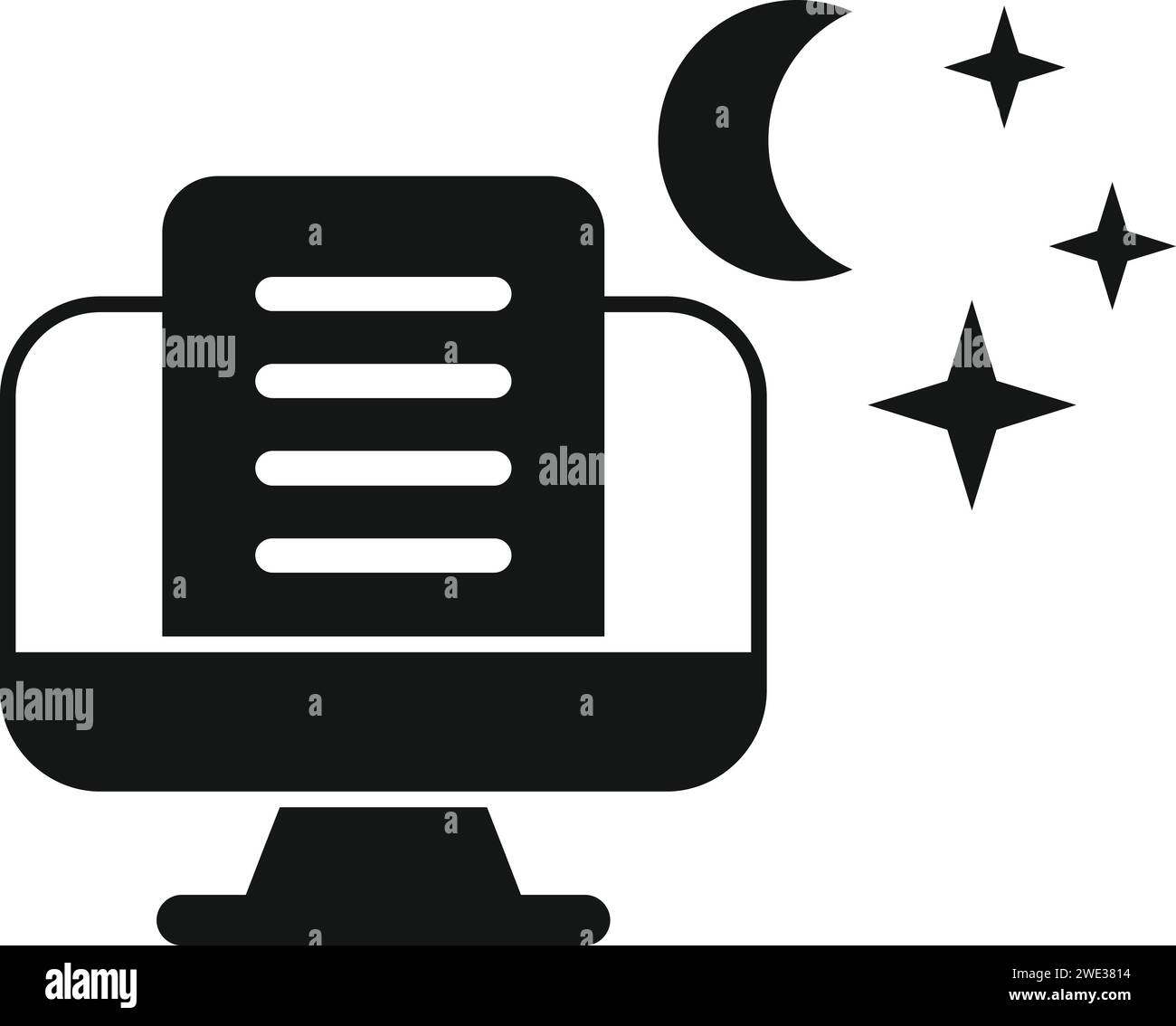 Symbol für späte Online-Arbeit einfacher Vektor. Schreibtischleuchte zu Hause. Letzte Tage beschäftigt Stock Vektor