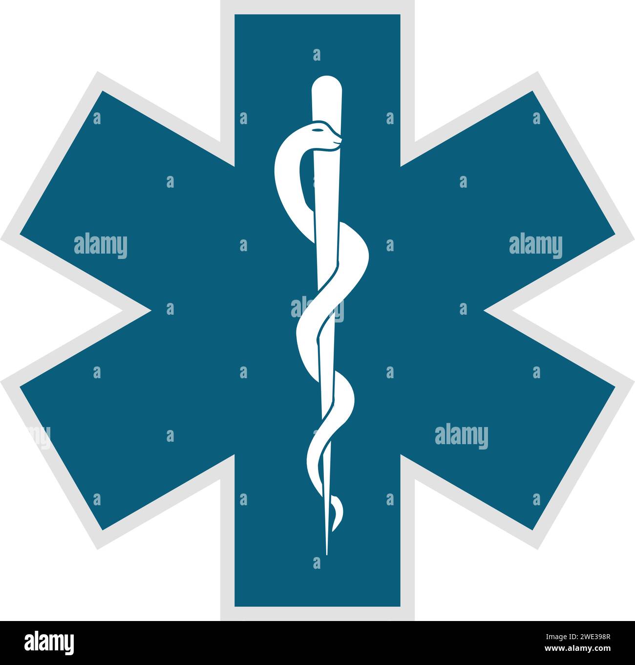 Stern des Lebens medizinisches Logo, Krankenwagen-Logo, Apotheke Zeichen, medizinisches Zeichen, medizinisches Symbol, Star of Life Blue Stock Vektor