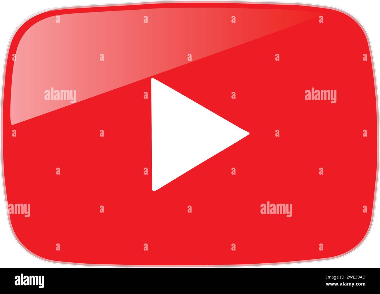 YouTube-Logo Typografie, YouTube-Zeichen alt, YouTube-Taste, Wiedergabe-Taste 3D Stock Vektor