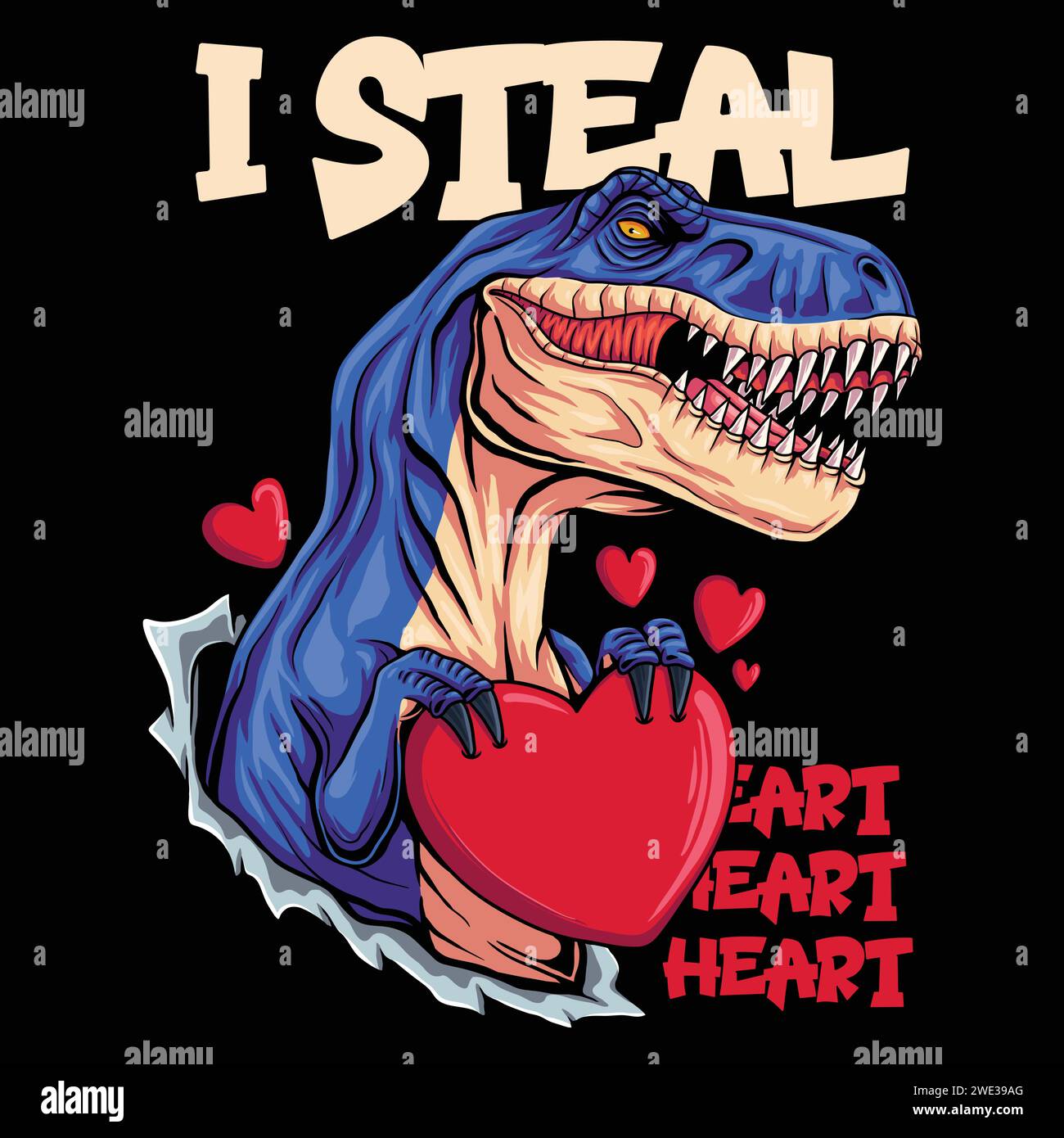 T rex Durchbrechen Sie valentinstag-Vektorillustration für Ihr Unternehmen oder Ihre Marke Stock Vektor