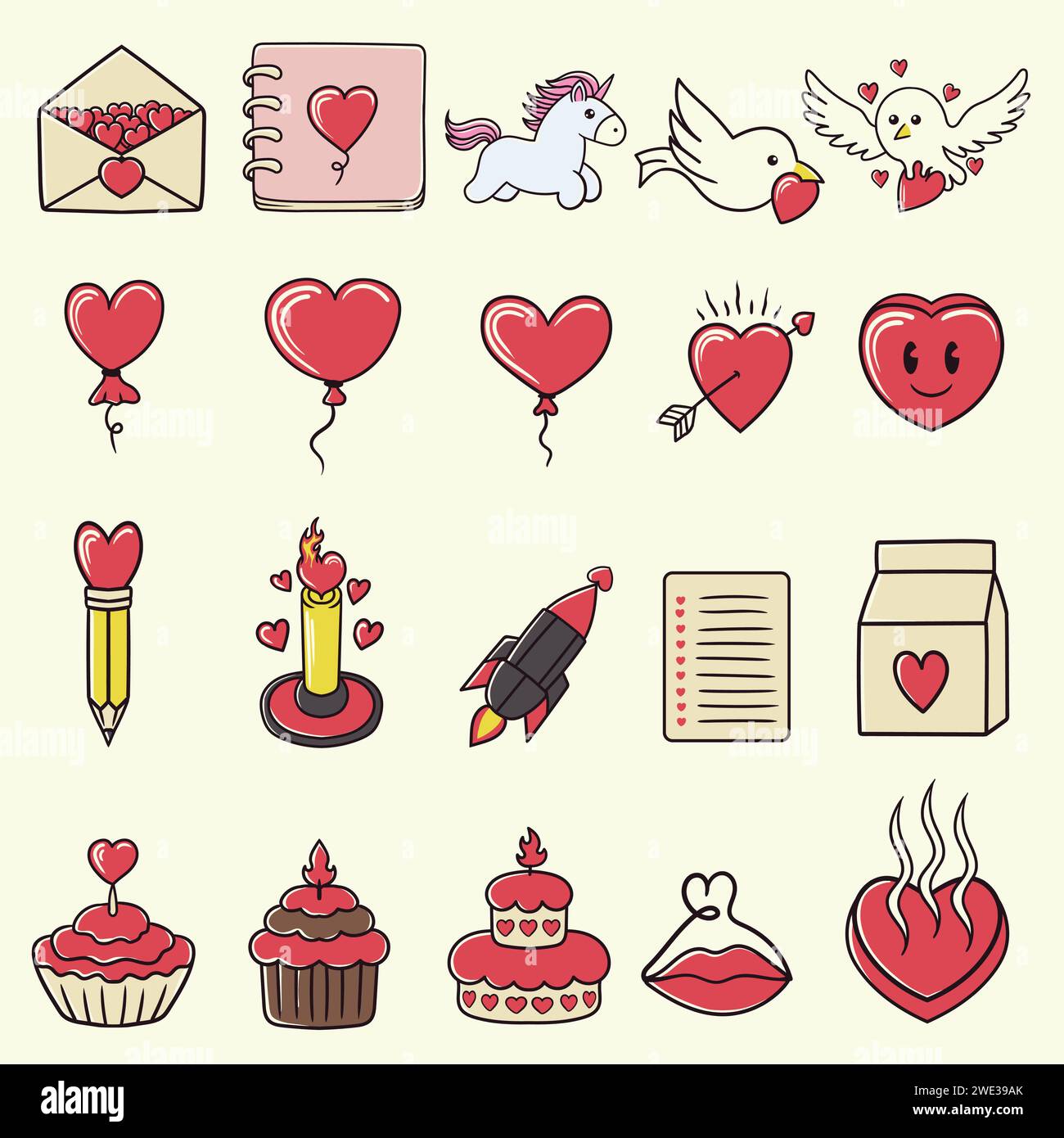 Legen Sie valentine Element Sammlung Vektor Illustration für Ihre Firma oder Marke Stock Vektor