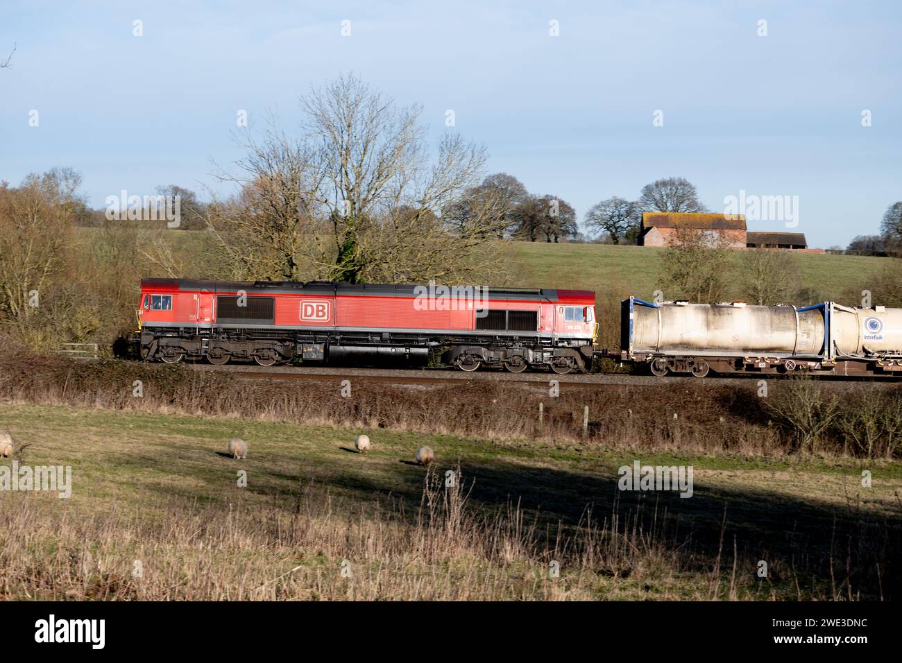 Diesellokomotive DB-Baureihe 66 Nr. 66078 Zugkraftwagen, Warwickshire, Großbritannien Stockfoto