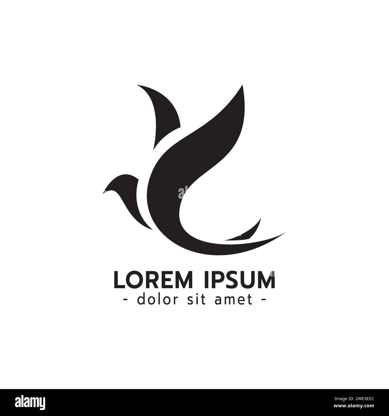 Schönes Logo Icon abstrakter fliegende Vogel, stilisiertes Bild der Vogel-Logo-Vorlage, Vogel-Tattoo auf weißem Hintergrund Vektor-Illustration Stock Vektor