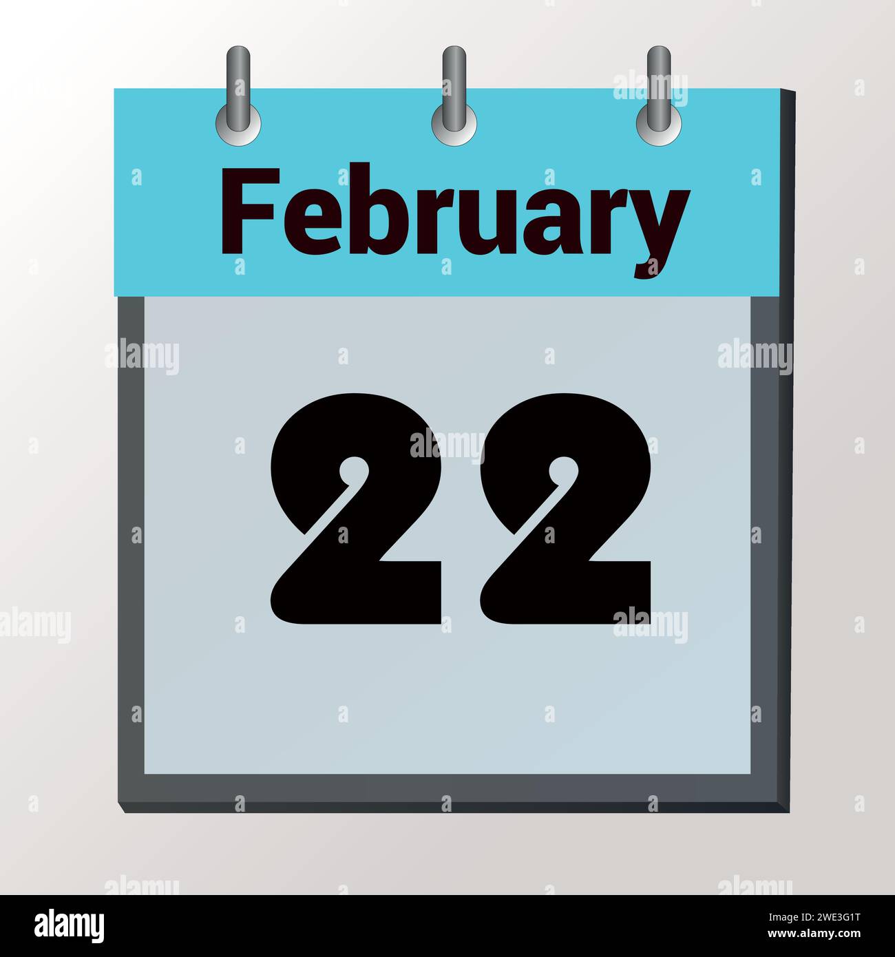 Tag im Kalender, Vektorbildformat, Februar 22 Stock Vektor