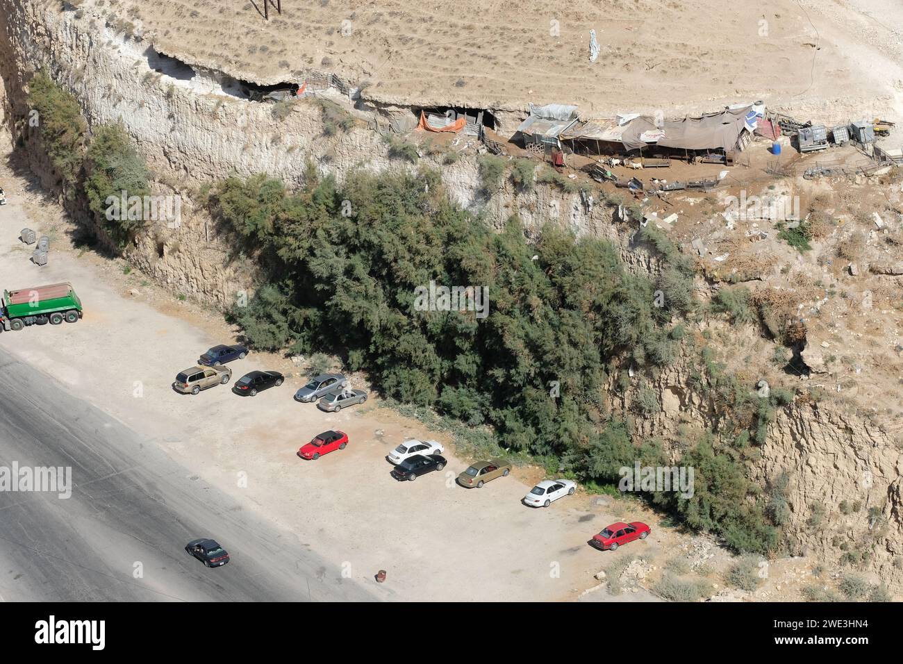 Karak Jordan die alten Ruinen der Kreuzritterburg, die im August 2023 gesehen wurden Stockfoto