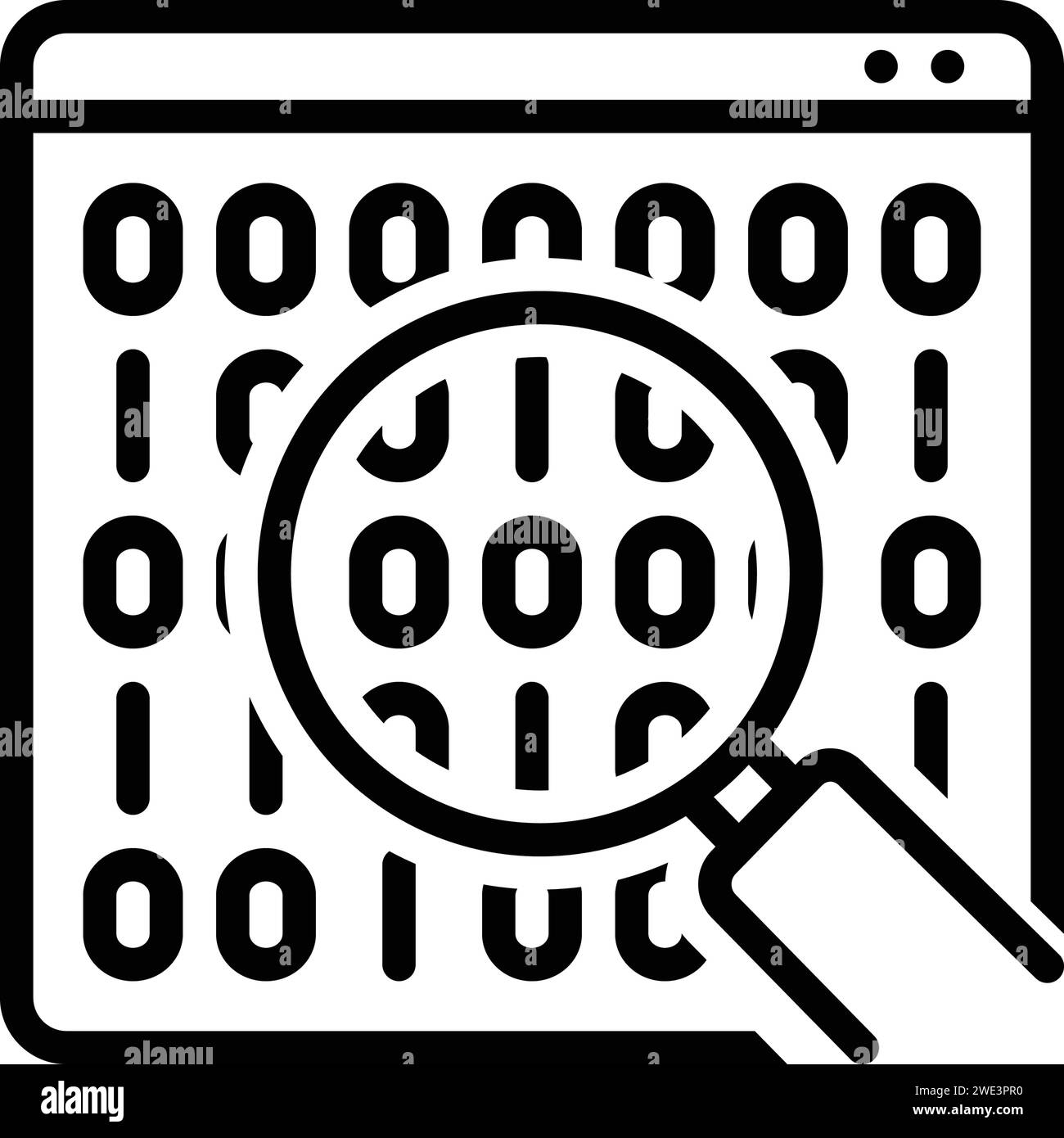 Symbol für Symbol für binäre Datensuche, Analyse, Codierung Stock Vektor