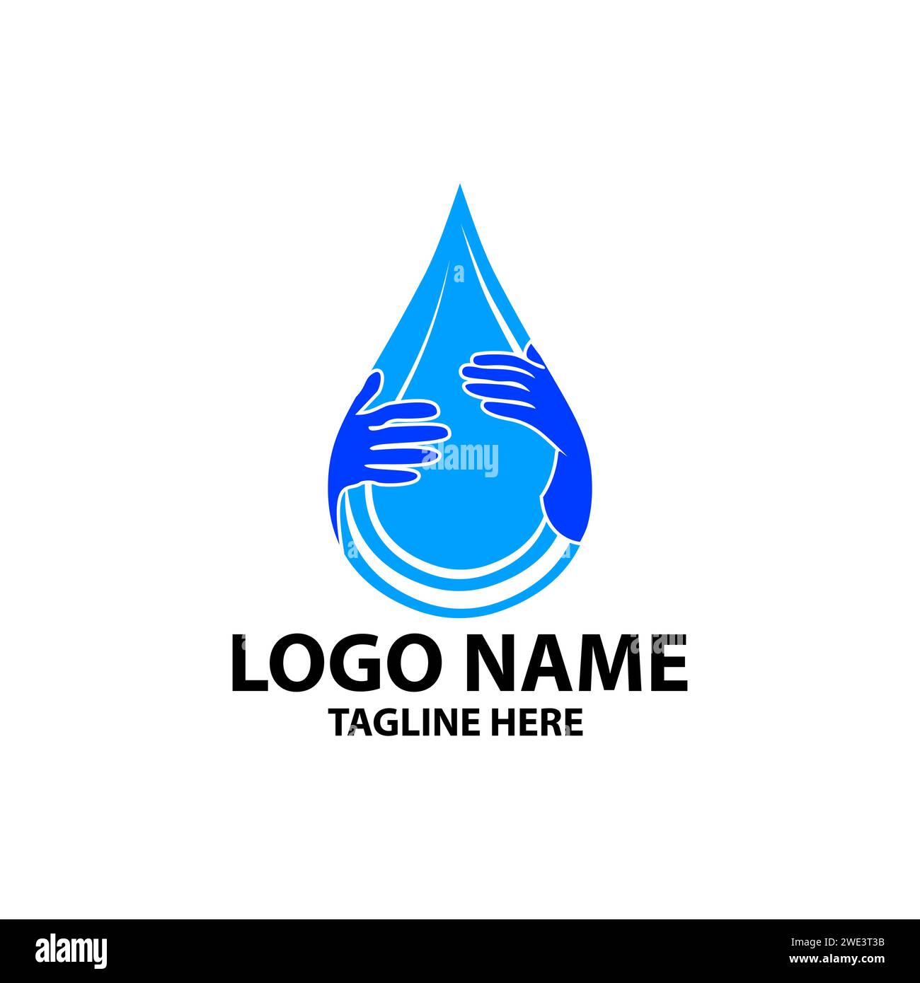 Logo der Hände umarmen Wassertropfen Design Vektor Stock Vektor