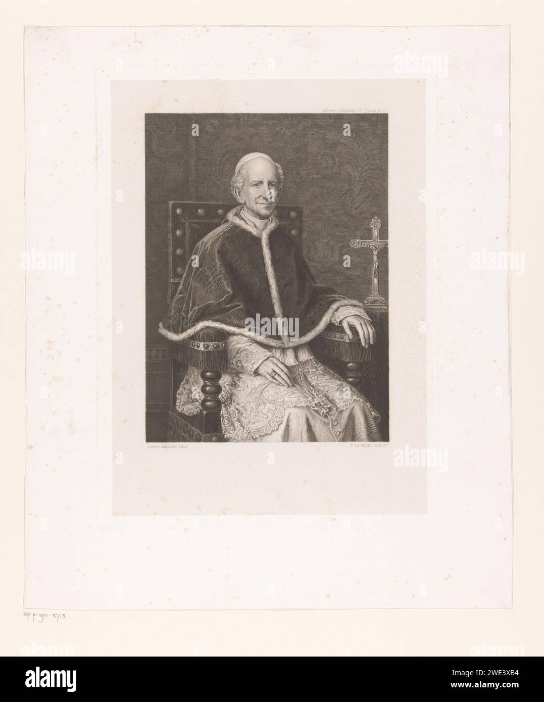 Porträt von Papst Leo XIII., Frans Lauwers, 1880 gedrucktes Londoner Papier. Ätzer Papst Stockfoto