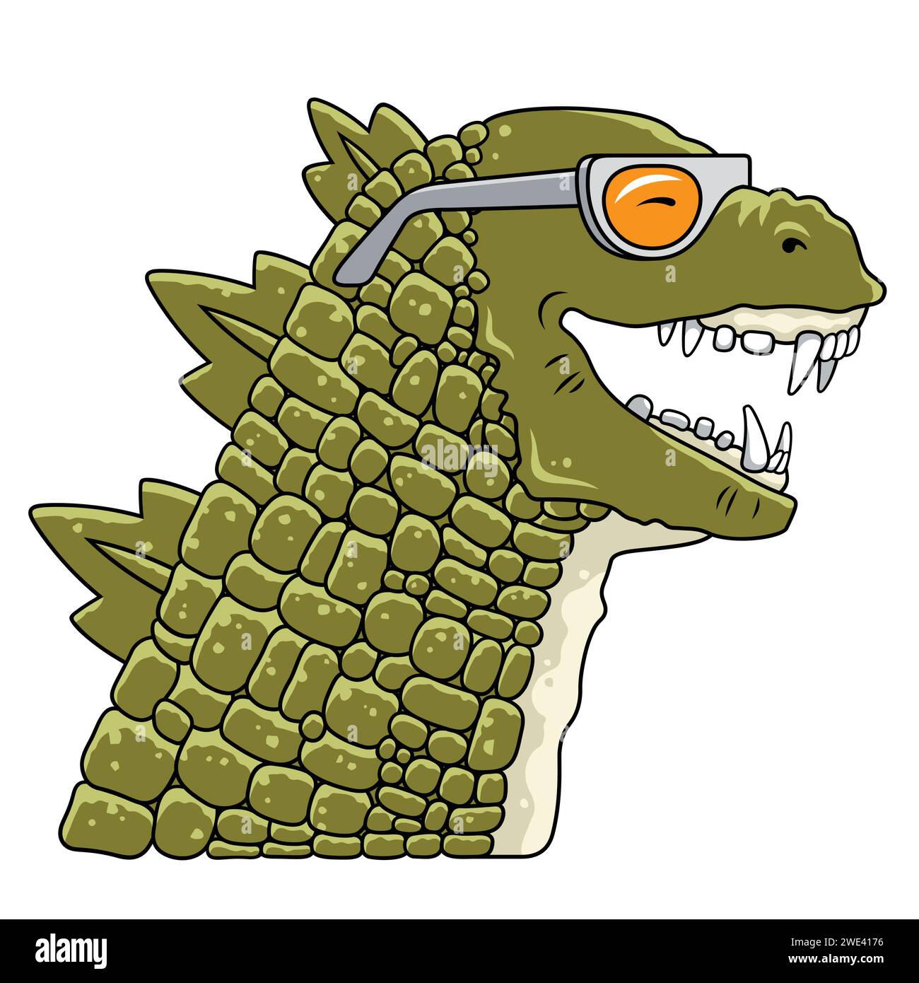 Vektor-Illustration des Dinosauriers in Sonnenbrillen für Kinderkleidung Design Stock Vektor