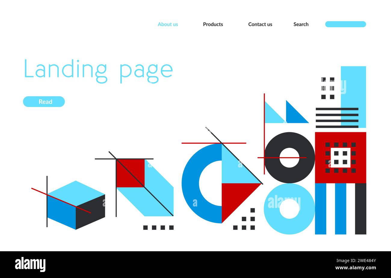 Business Landing Page, modernes abstraktes geometrisches bauhausmuster. Vektor-Webbanner, das kreatives Design und Funktionalität für ein fesselndes Benutzererlebnis kombiniert, spiegeln Innovation und Professionalität wider Stock Vektor