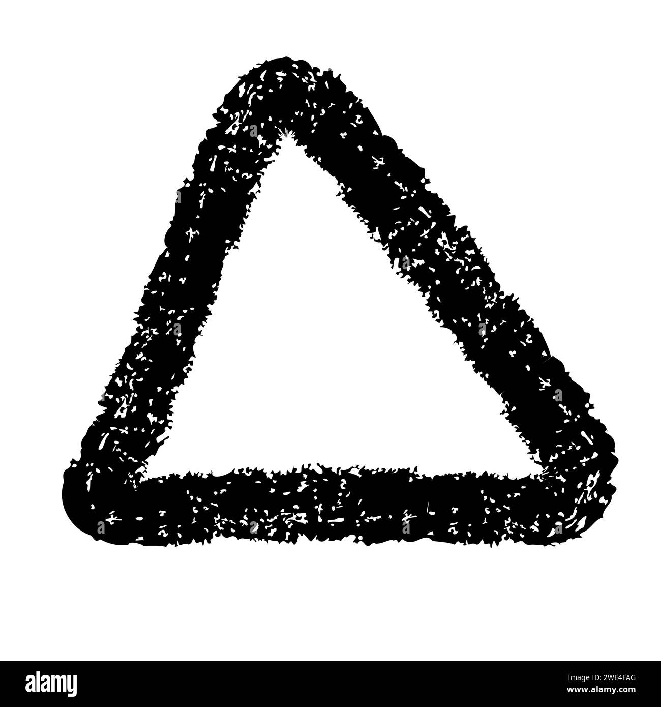 Mit dem Pinsel gezeichnetes dickes Doodle-Dreieck. Schwarzes Grunge-Banner für dein Design. Abstrakte Vorlage für gemalten Hintergrund. Tintenspritzer und künstlerisches Design Stock Vektor