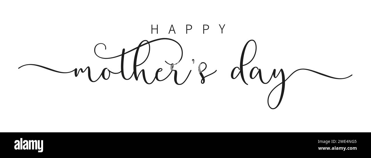 Happy Mothers Day, schwarze Farbpinselkalligraphie. Vektorabbildung Stock Vektor