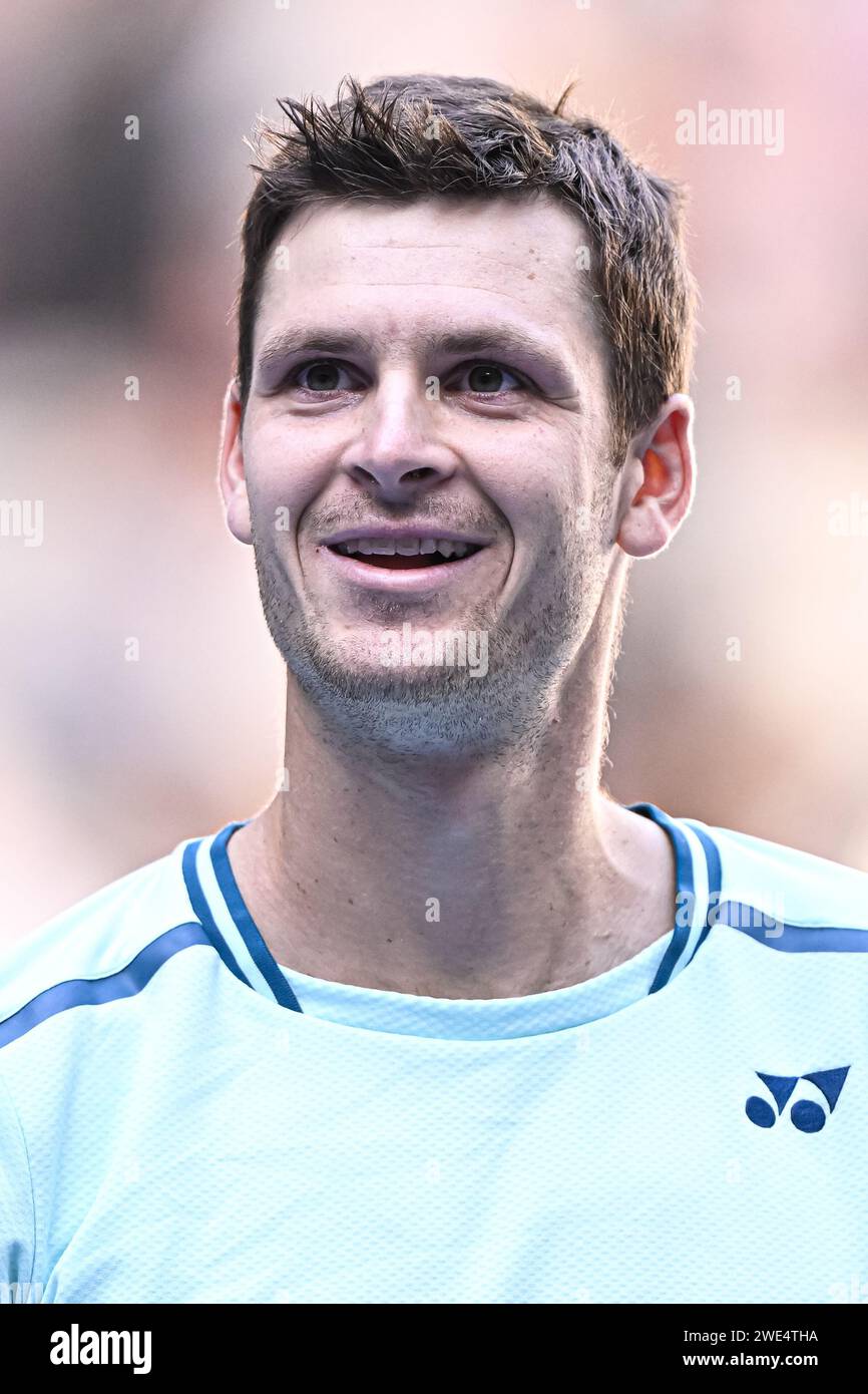 Hubert Hurkacz aus Polen während der Australian Open 2024, Grand Slam