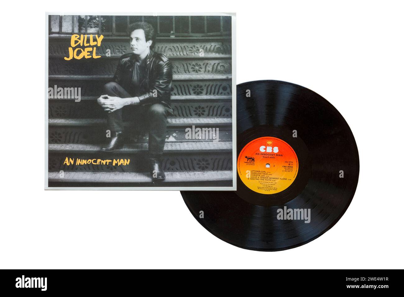 Billy Joel Innocent man Vinyl-Album-Cover isoliert auf weißem Hintergrund - 1983 Stockfoto