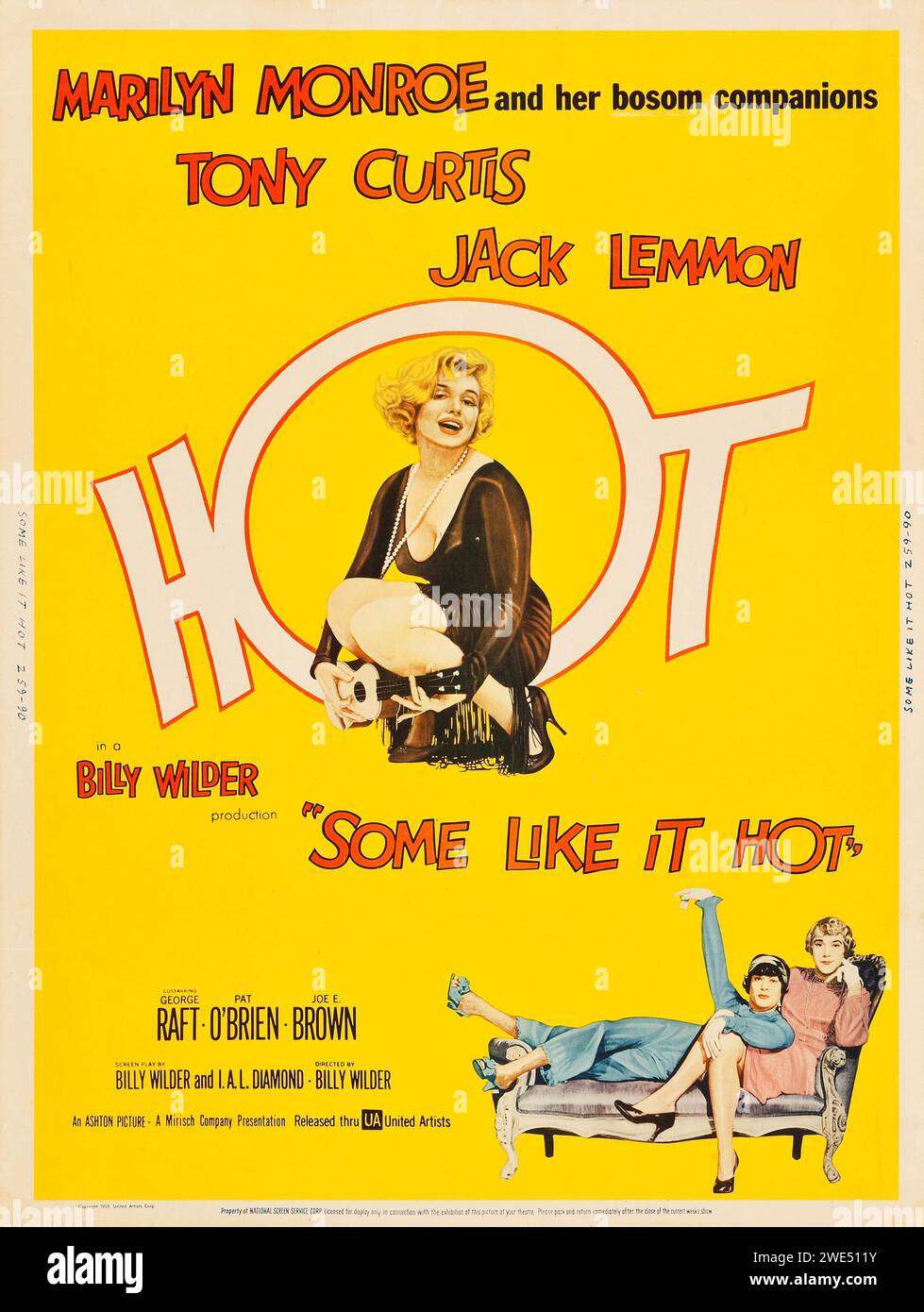 Some Like It Hot (United Artists, 1959). Altes Filmplakat - Style Z - Marilyn Monroe, Tony Curtis, Jack Lemmon. Stockfoto