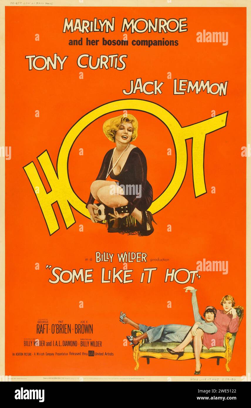 Some Like It Hot (United Artists, 1959). Poster-Meisterschaft Jack Lemon, Tony Curtis und Marilyn Monroe Stockfoto