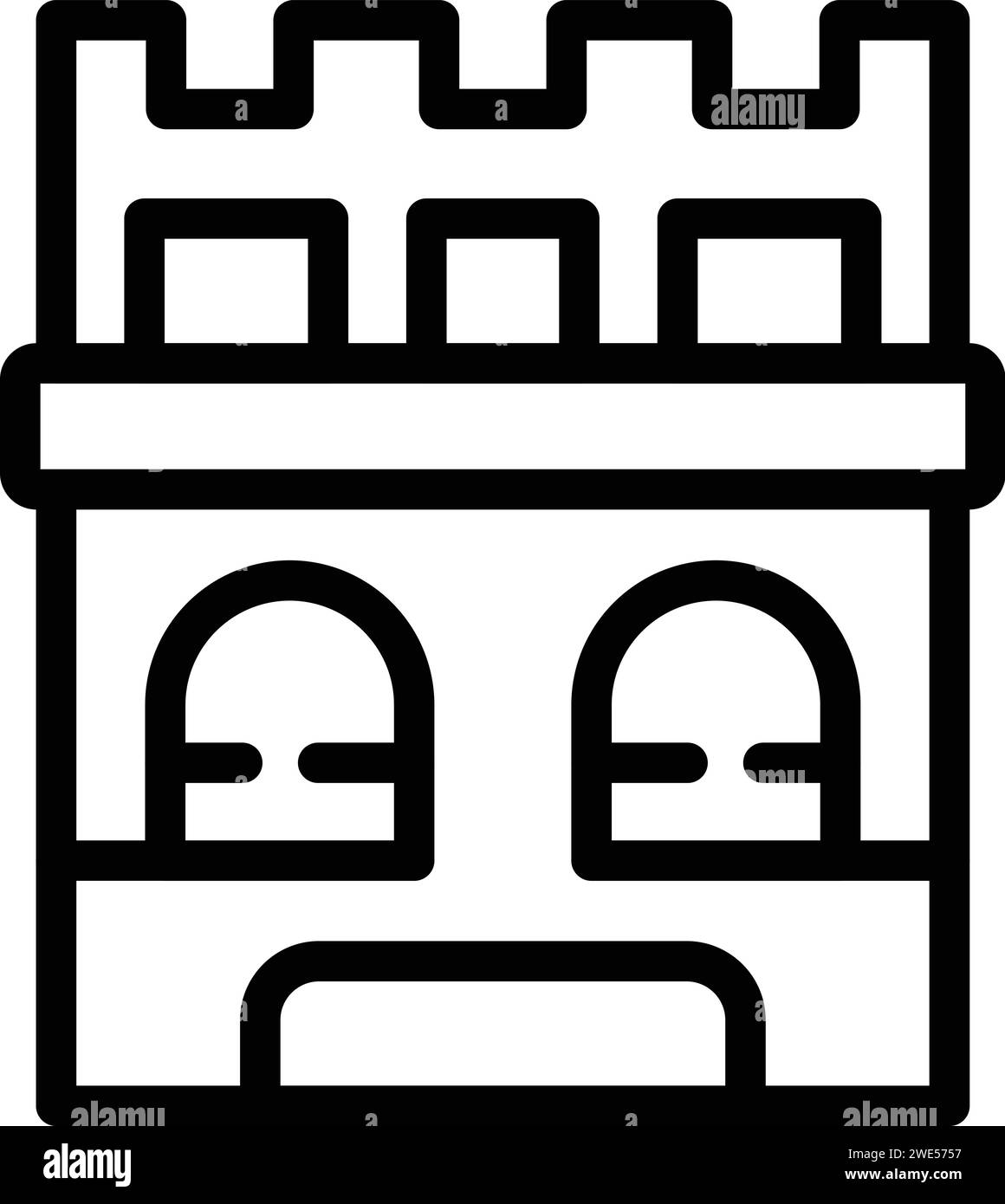 Burgturm Icon Umrissvektor. Fahren Sie dunkel. Design Nation Feature Stock Vektor