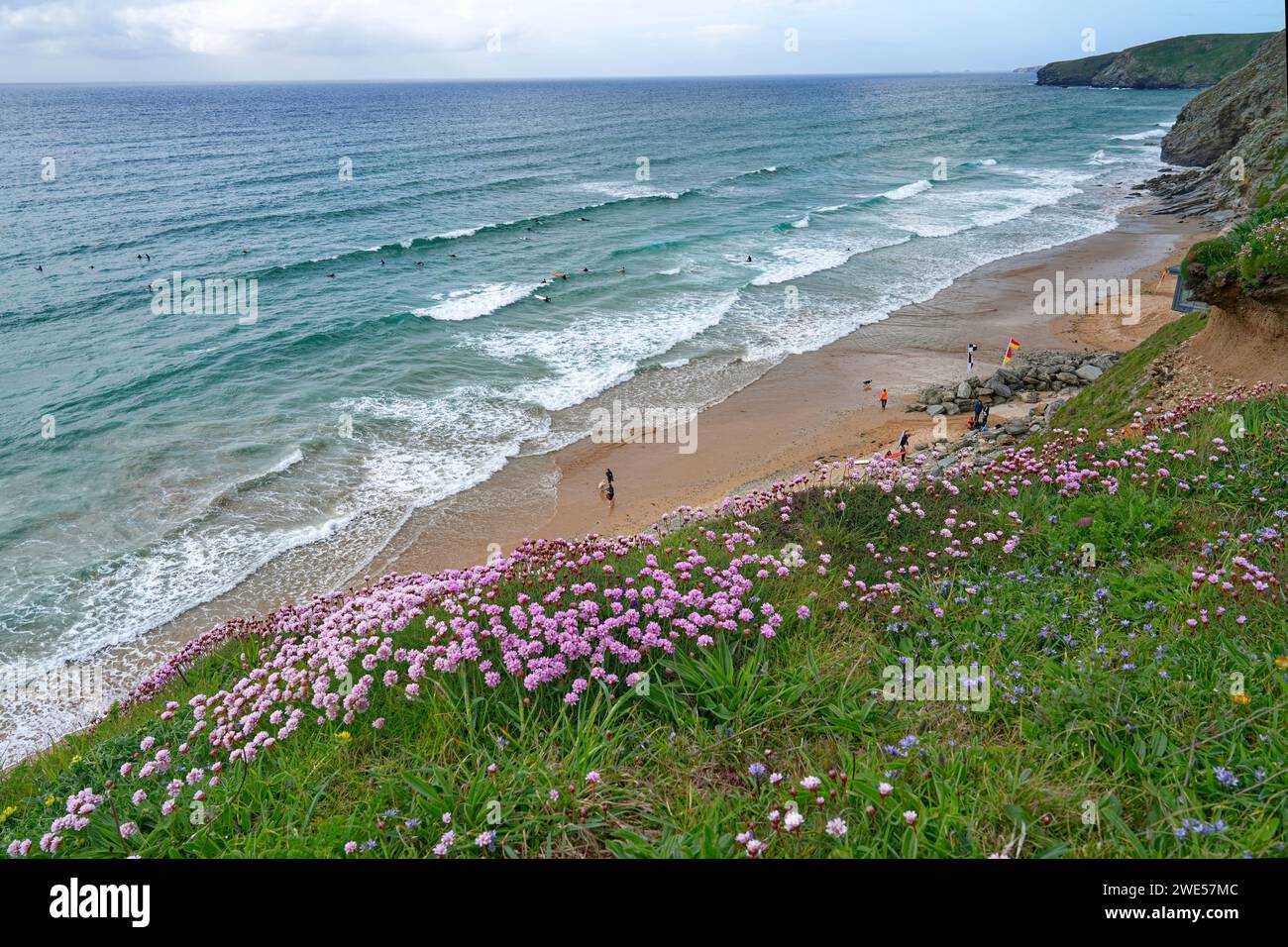 England, Cornwall, North Coast, Watergate Bay bei Newquay Stockfoto