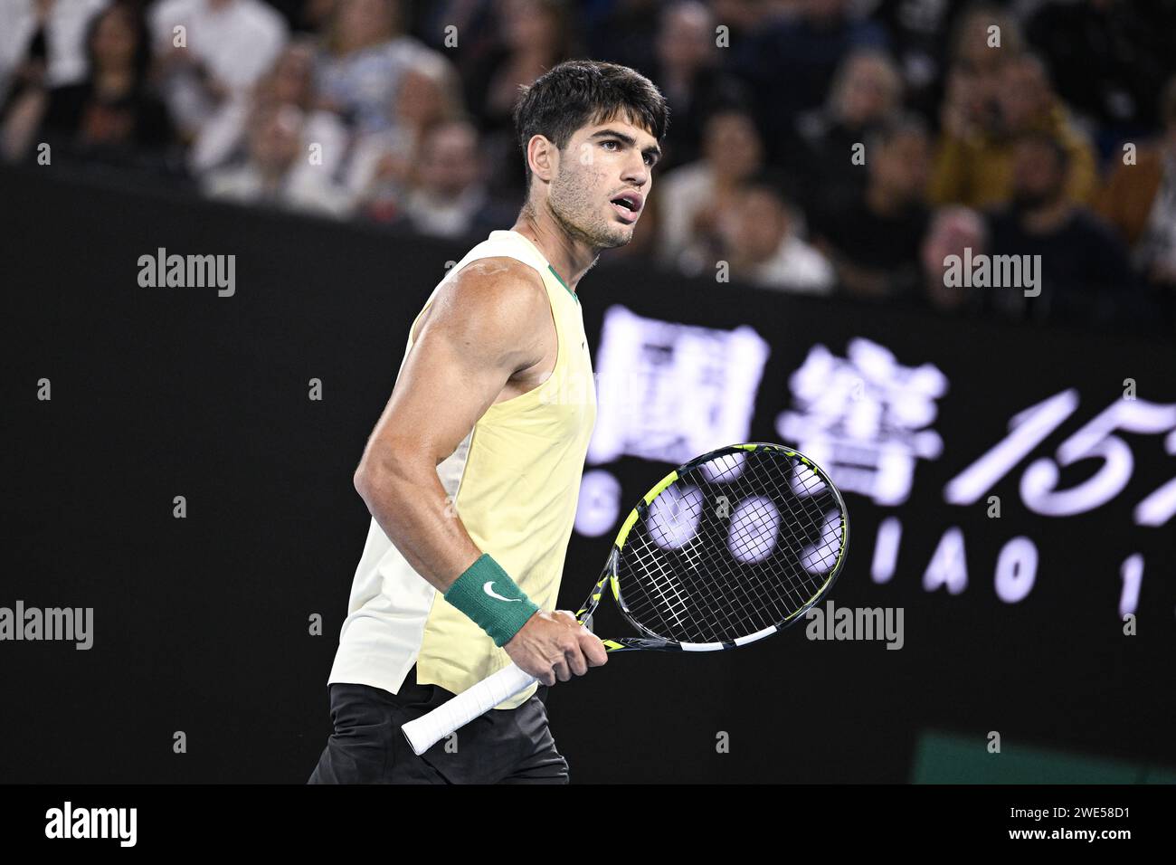 Carlos Alcaraz Garfia aus Spanien während der Australian Open 2024