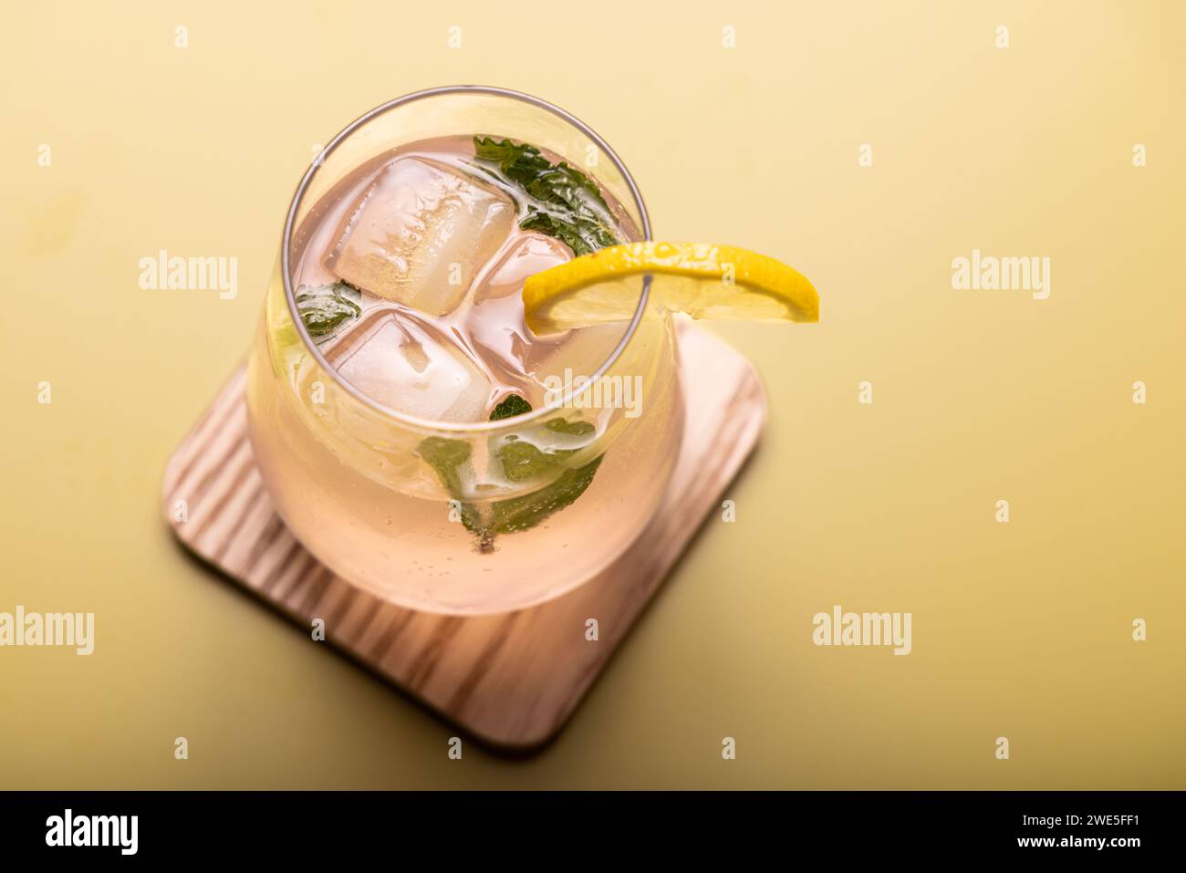 Gin Tonic mit Minze und Zitronenscheibe als Garnitur Stockfoto