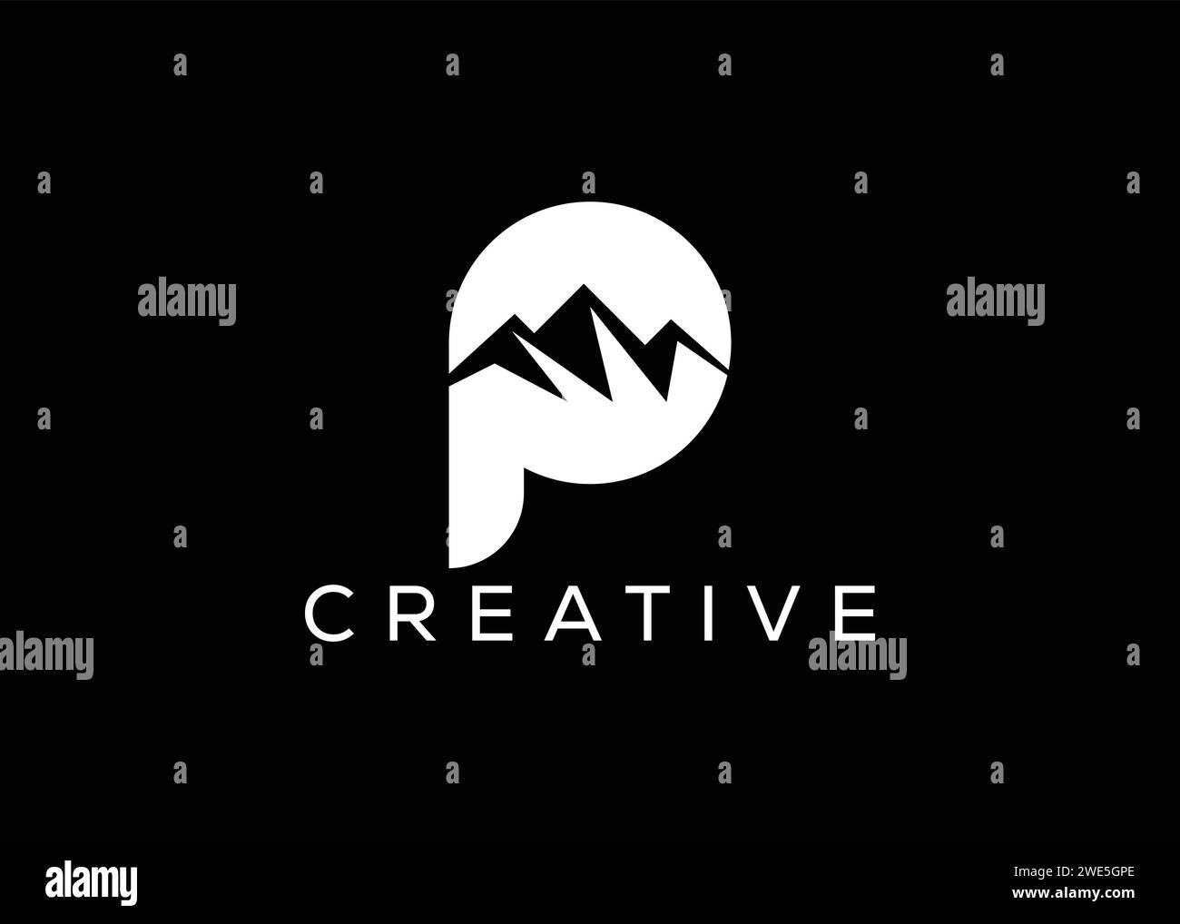 Minimal Letter P Mountain Logo Design Vektorvorlage. Anfangsbuchstabe P Hill Vektor-Logo Stock Vektor