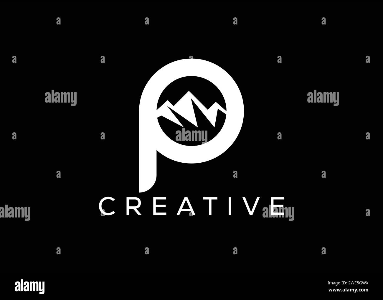 Minimal Letter P Mountain Logo Design Vektorvorlage. Anfangsbuchstabe P Hill Vektor-Logo Stock Vektor