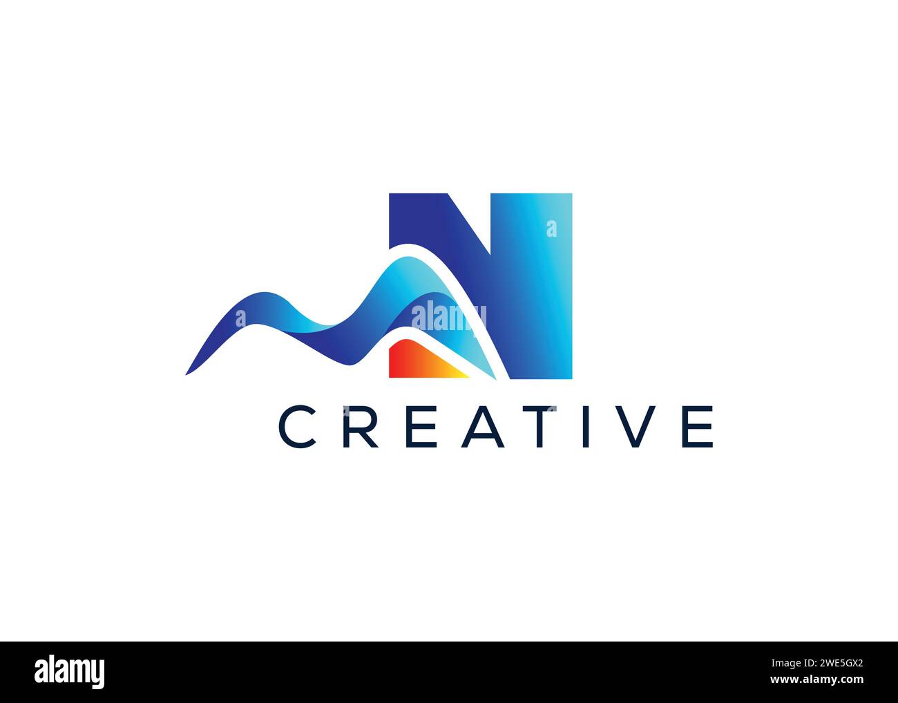 Minimal Letter N Mountain Logo Design Vektorvorlage. Anfangsbuchstabe N Hill Vektor-Logo Stock Vektor