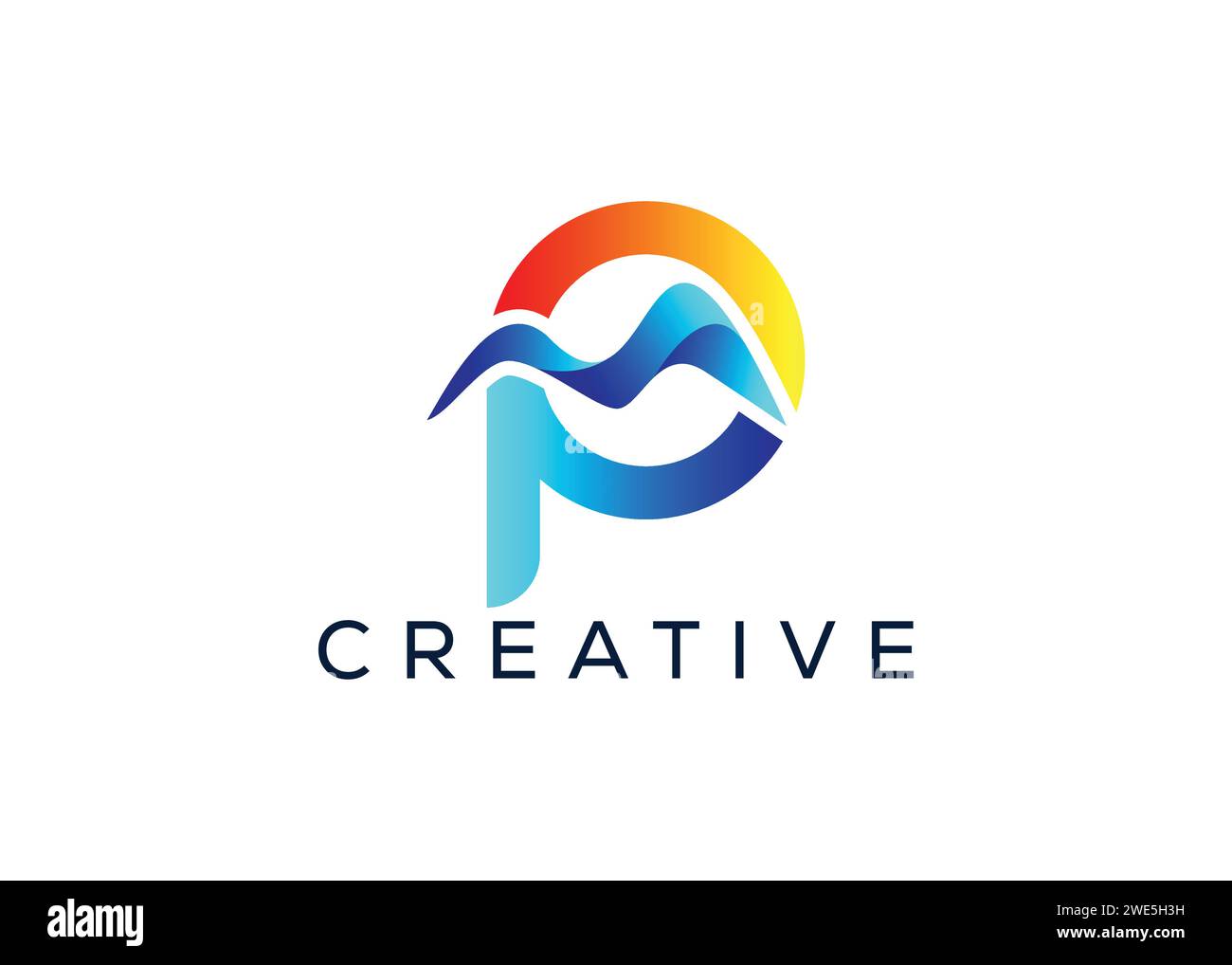 Minimal Letter P Mountain Logo Design Vektorvorlage. Anfangsbuchstabe P Hill Vektor-Logo Stock Vektor