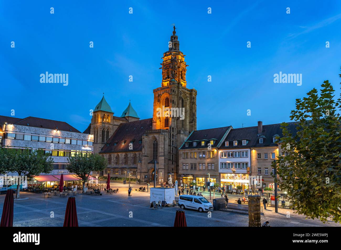 Kilianskirche in der Abenddämmerung, Heilbronn, Baden-Württemberg, Deutschland Stockfoto
