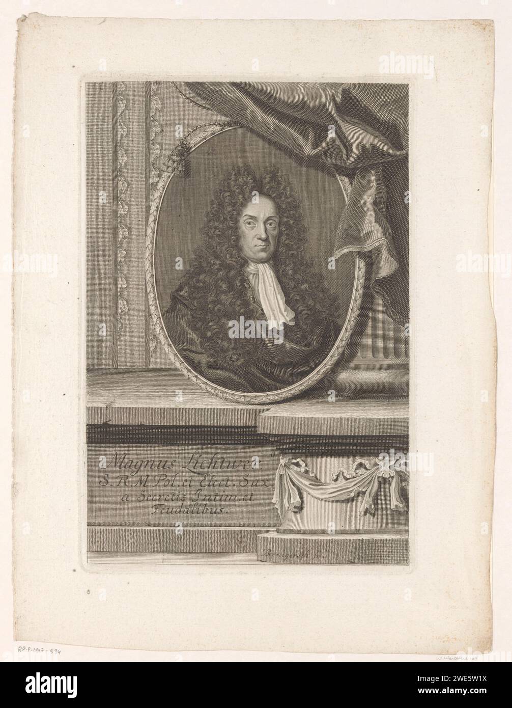 Porträt von Magnus Lichtwer, Martin Bernigeroth, 1710 - 1733 Druck Leipziger Papierstich historischer Personen Stockfoto