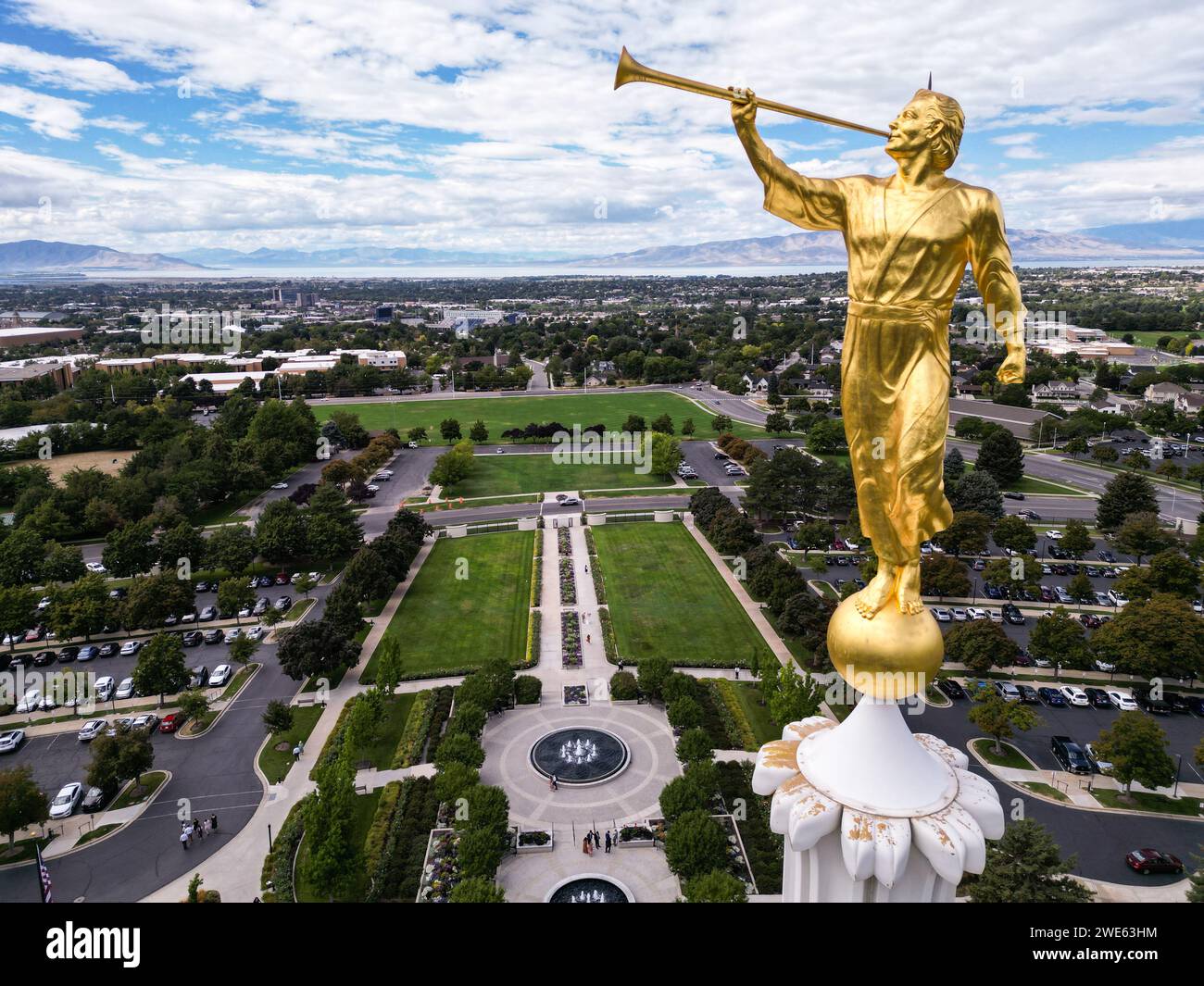 Angel Moroni auf dem Provo Utah Tempel, Provo, Utah, USA Stockfoto