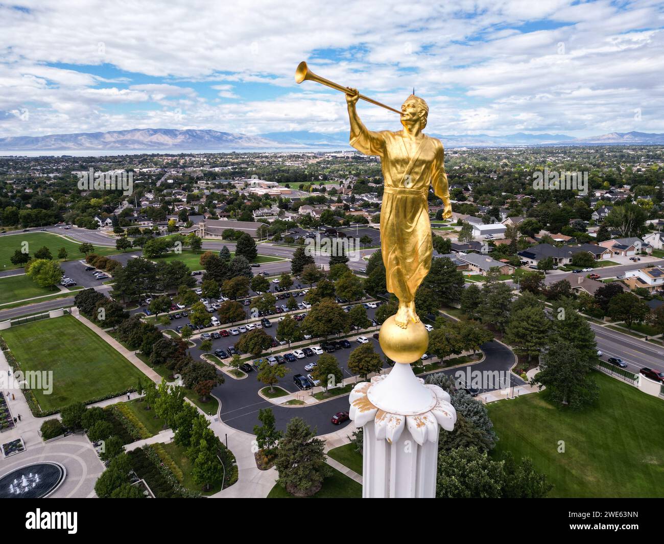 Angel Moroni auf dem Provo Utah Tempel, Provo, Utah, USA Stockfoto