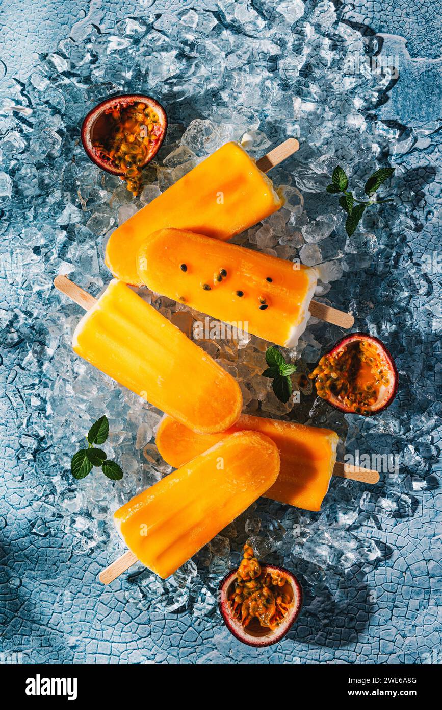 Passionsfrucht-Eis-Eis-Eis Stockfoto